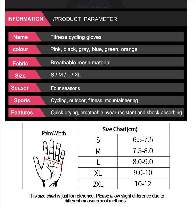 Gym Gloves Fitness Training Fingerless Men Women Bodybuilding Exercise Sports Gloves for