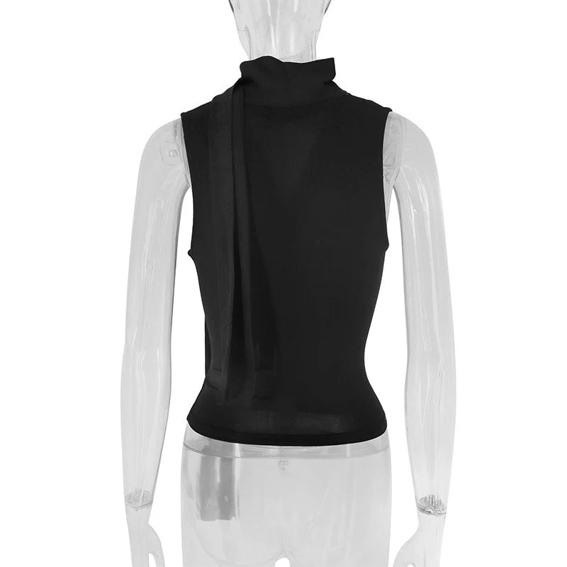 Women's Sexy Sleeveless V-Neck Solid Tank Top Fashion Bandage