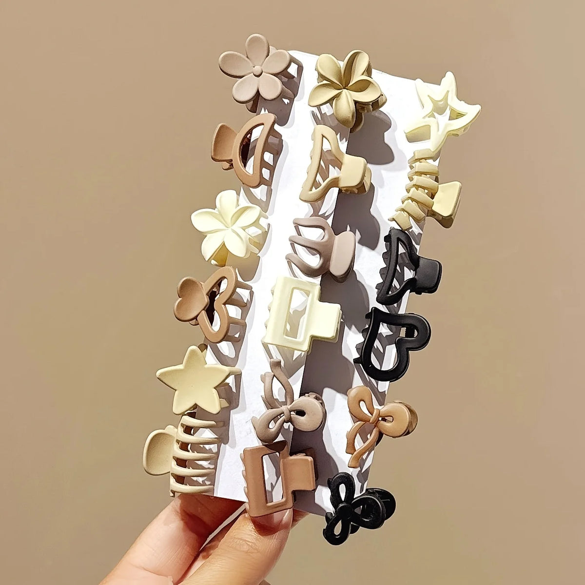 Beige Mixed Pack Small Clips, Cute Girl Accessories - Perfect for Daily Use, Special Occasions, or Travel Gifts