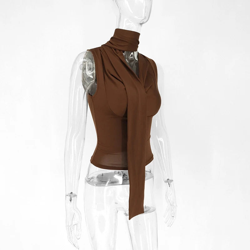 Women's Sexy Sleeveless V-Neck Solid Tank Top Fashion Bandage