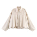 Women Suede Bomber Jacket Spring New Fashion Long Sleeve Zipper
