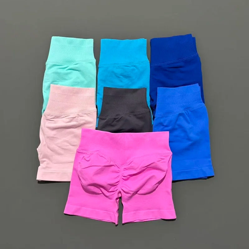 Women Yoga Shorts Seamless Low Waist Scrunch Bum Gym Leggings Workout Stretch