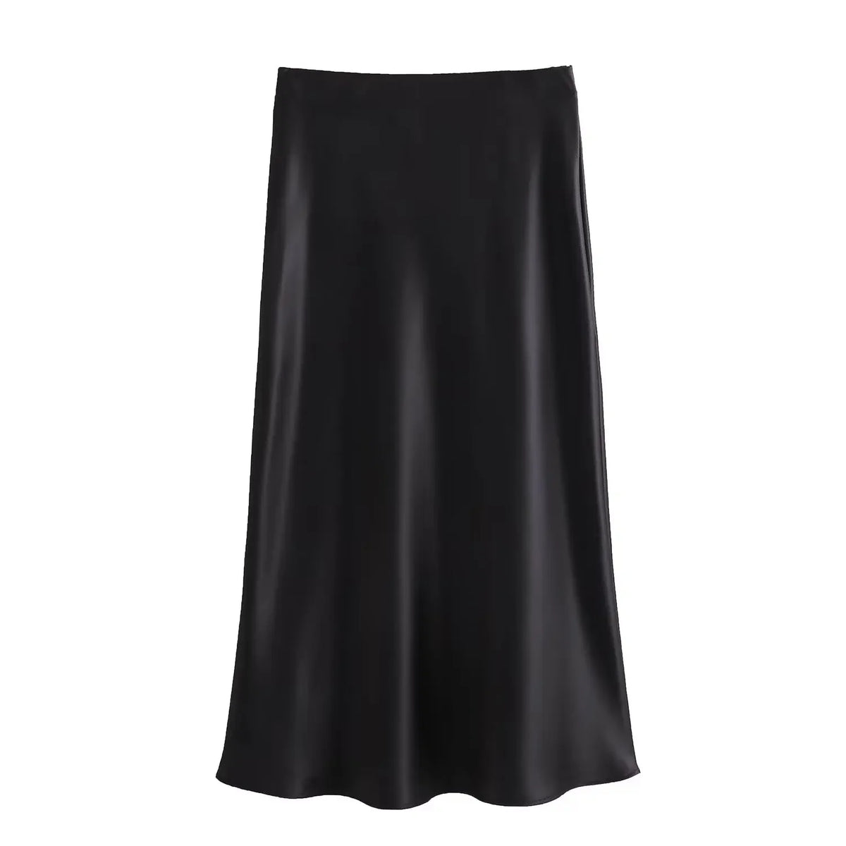Black Satin skirt Woman High Waist