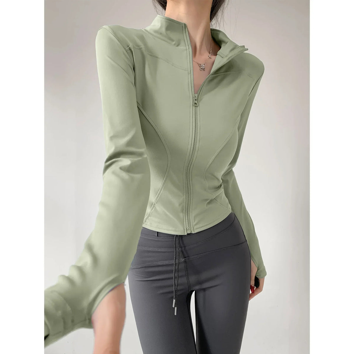 Sun Quick Drying Sports Coat Women's Tight Top Yoga Jacket Long