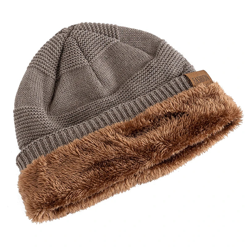 New Unisex Slouchy Winter Hats Add Fur Lined Men And Women Warm Beanie Cap
