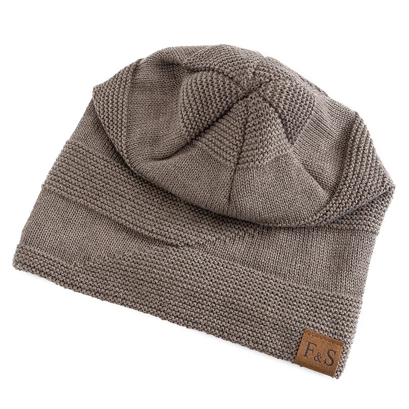 New Unisex Slouchy Winter Hats Add Fur Lined Men And Women Warm Beanie Cap