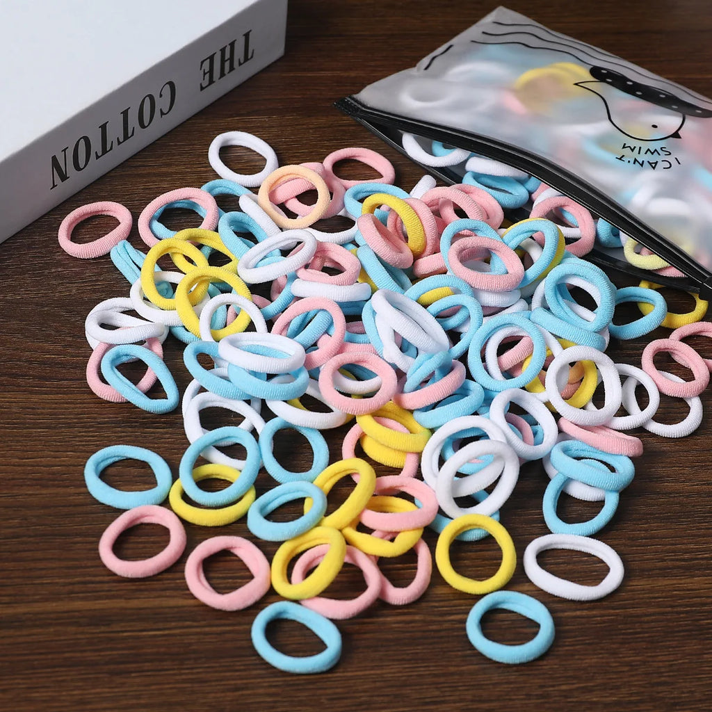50/100Pcs Colorful Nylon Hair Bands for Children Scrunchie Hair Ties Rubber