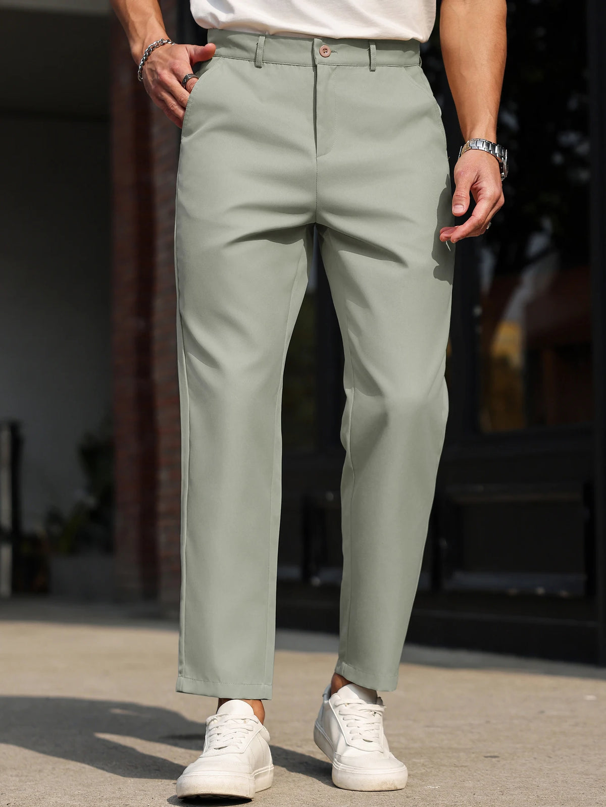 Men's Slim Fit Straight Leg Multicolor Solid Color