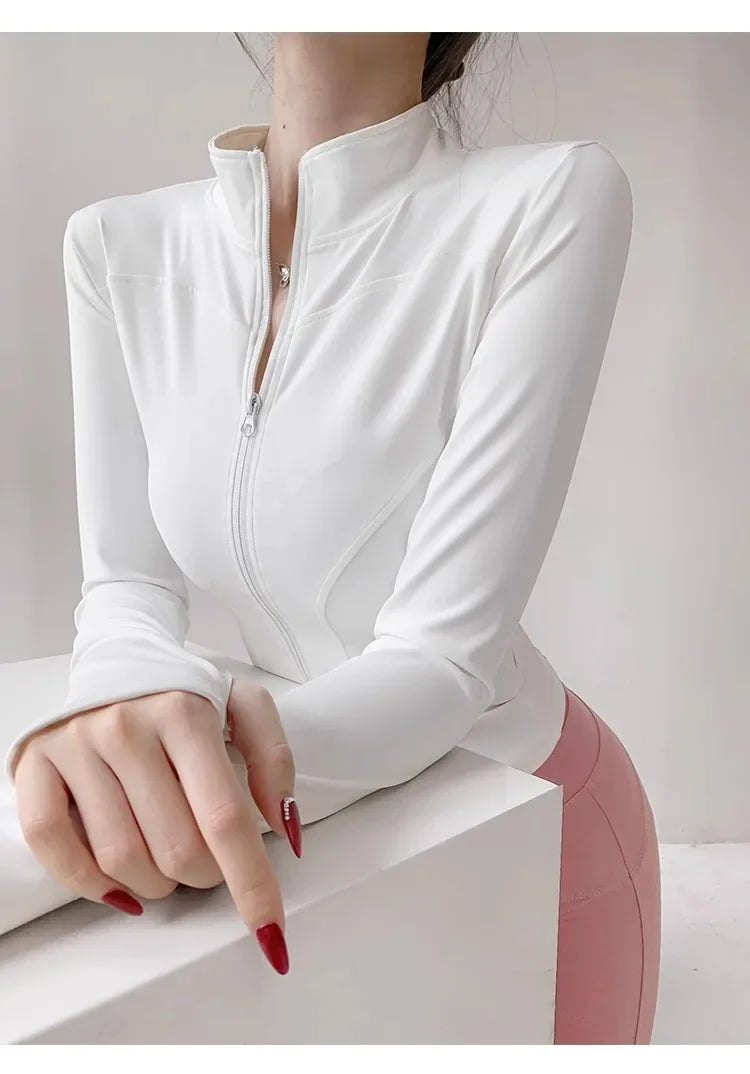Sun Quick Drying Sports Coat Women's Tight Top Yoga Jacket Long
