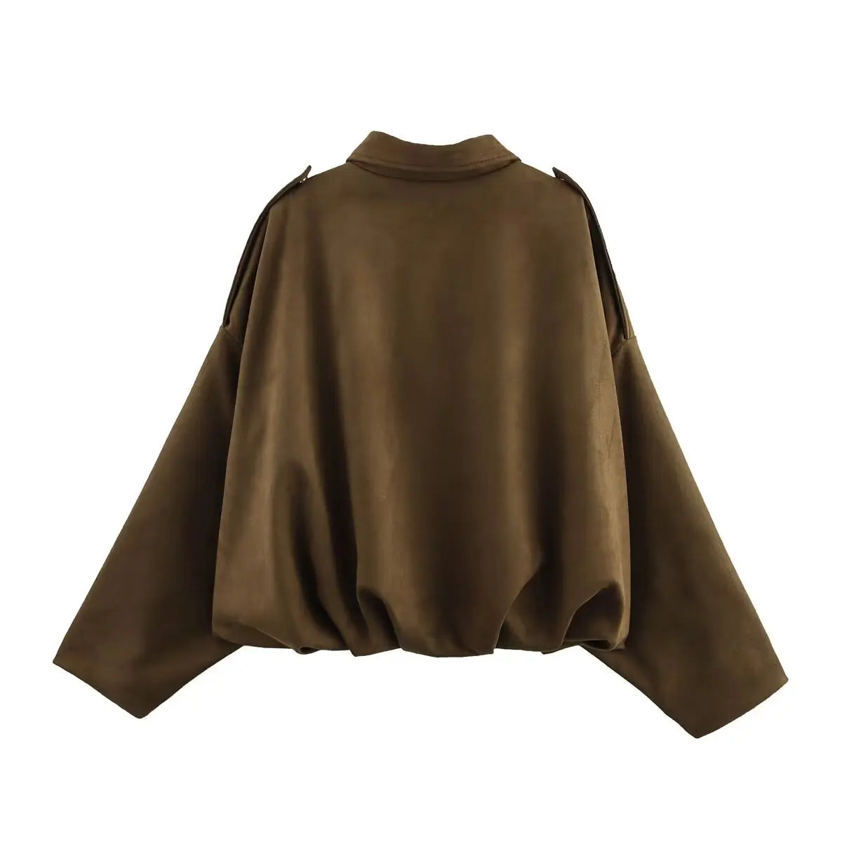 Women Suede Bomber Jacket Spring New Fashion Long Sleeve Zipper