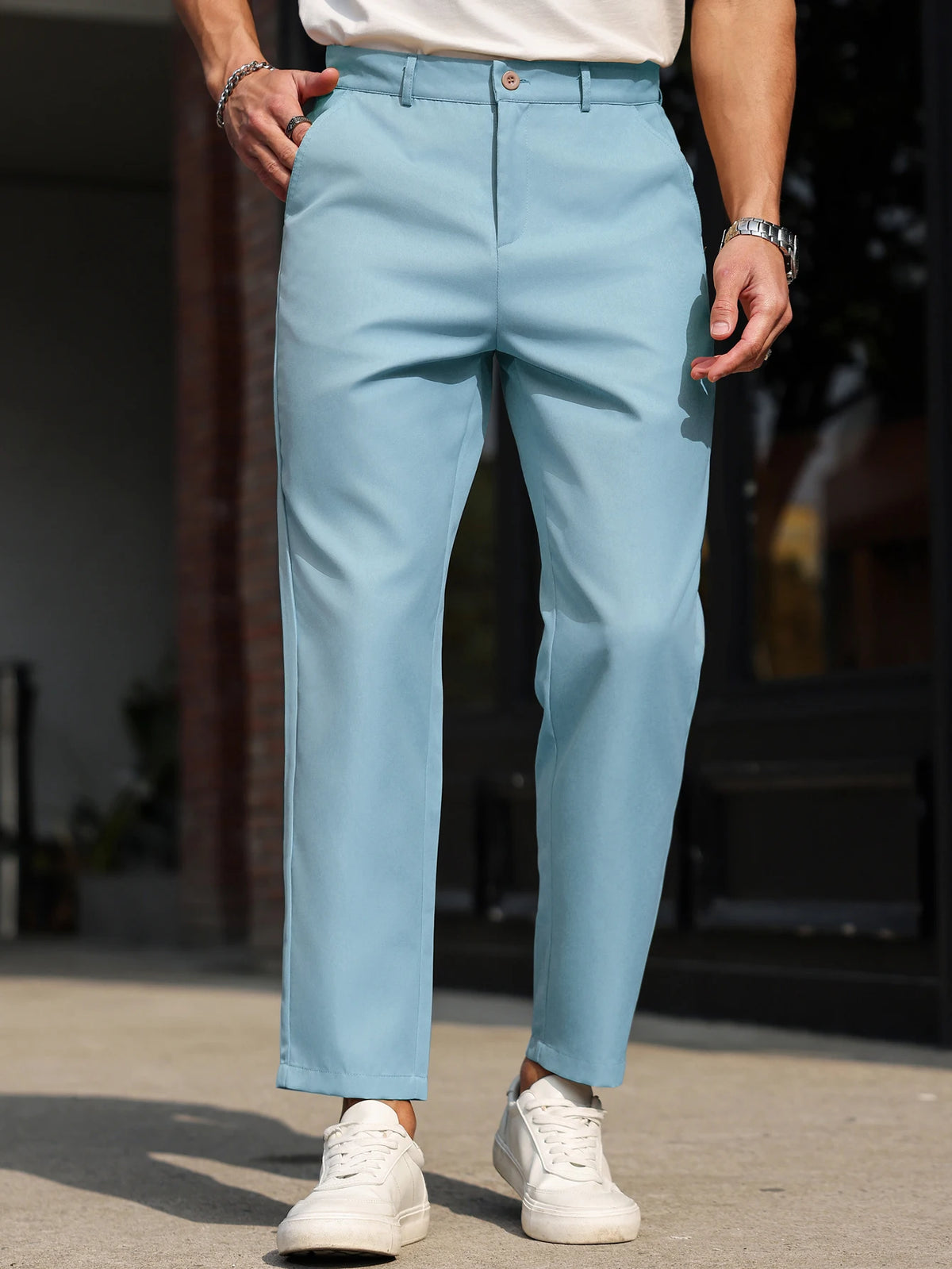 Men's Slim Fit Straight Leg Multicolor Solid Color