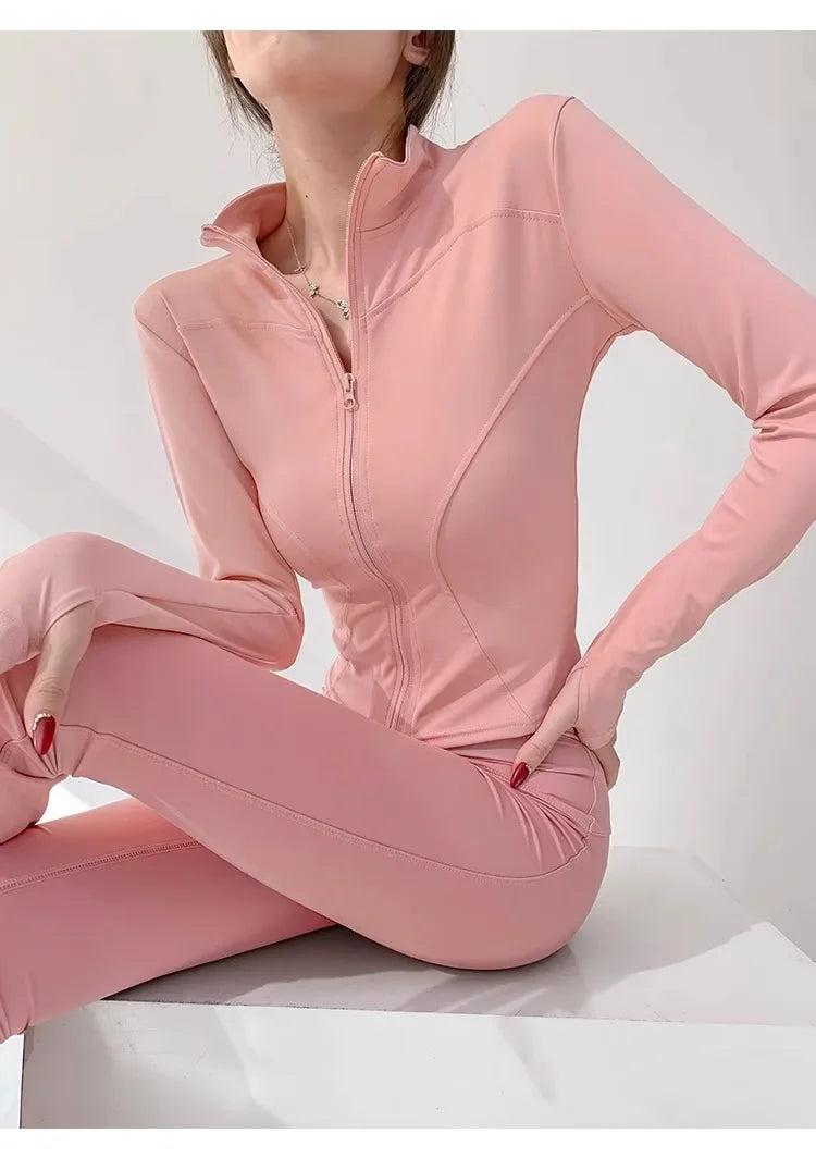 Sun Quick Drying Sports Coat Women's Tight Top Yoga Jacket Long