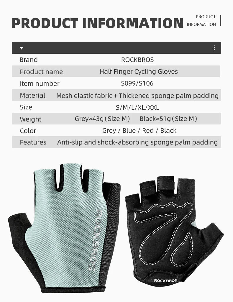 Bike Gloves Half Finger Summer Breathable Anti-slip SBR pAD Shockproof MTB Road