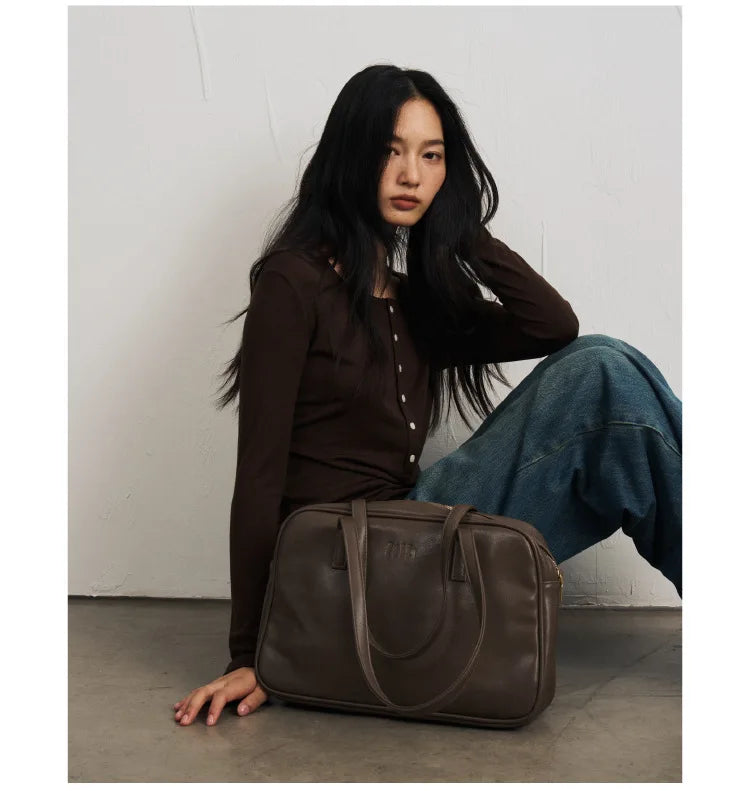 Silk Wool Basic Shirt For Women Autumn Winter Round Button Neck Slim Knitwear
