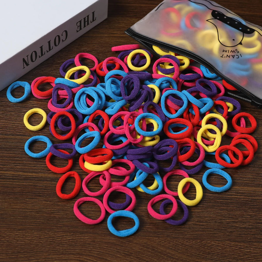 50/100Pcs Colorful Nylon Hair Bands for Children Scrunchie Hair Ties Rubber