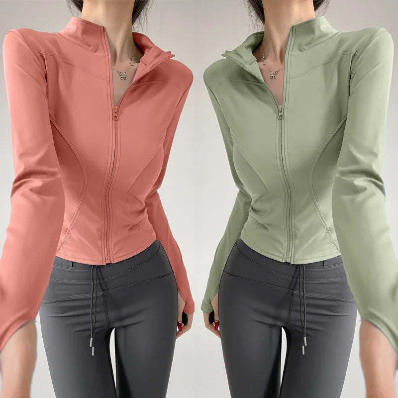 Sun Quick Drying Sports Coat Women's Tight Top Yoga Jacket Long
