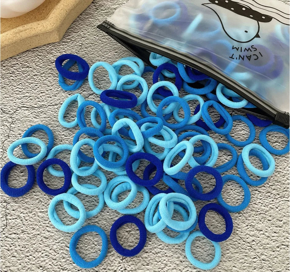 50/100Pcs Colorful Nylon Hair Bands for Children Scrunchie Hair Ties Rubber