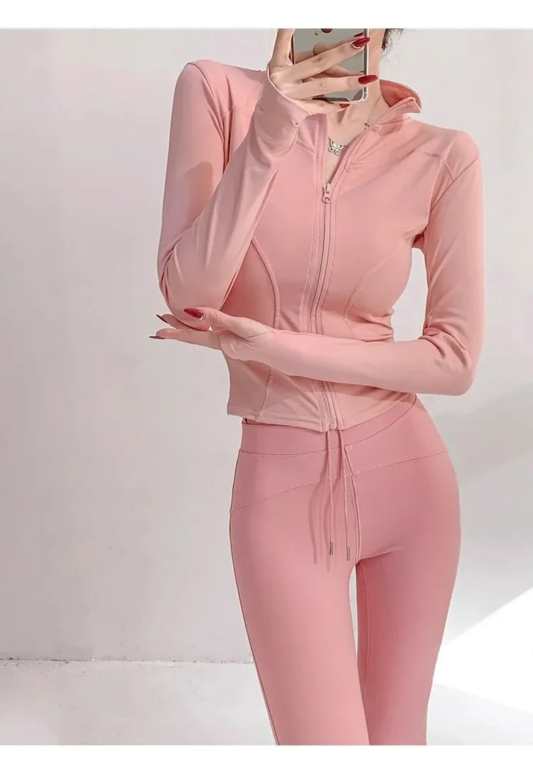 Sun Quick Drying Sports Coat Women's Tight Top Yoga Jacket Long