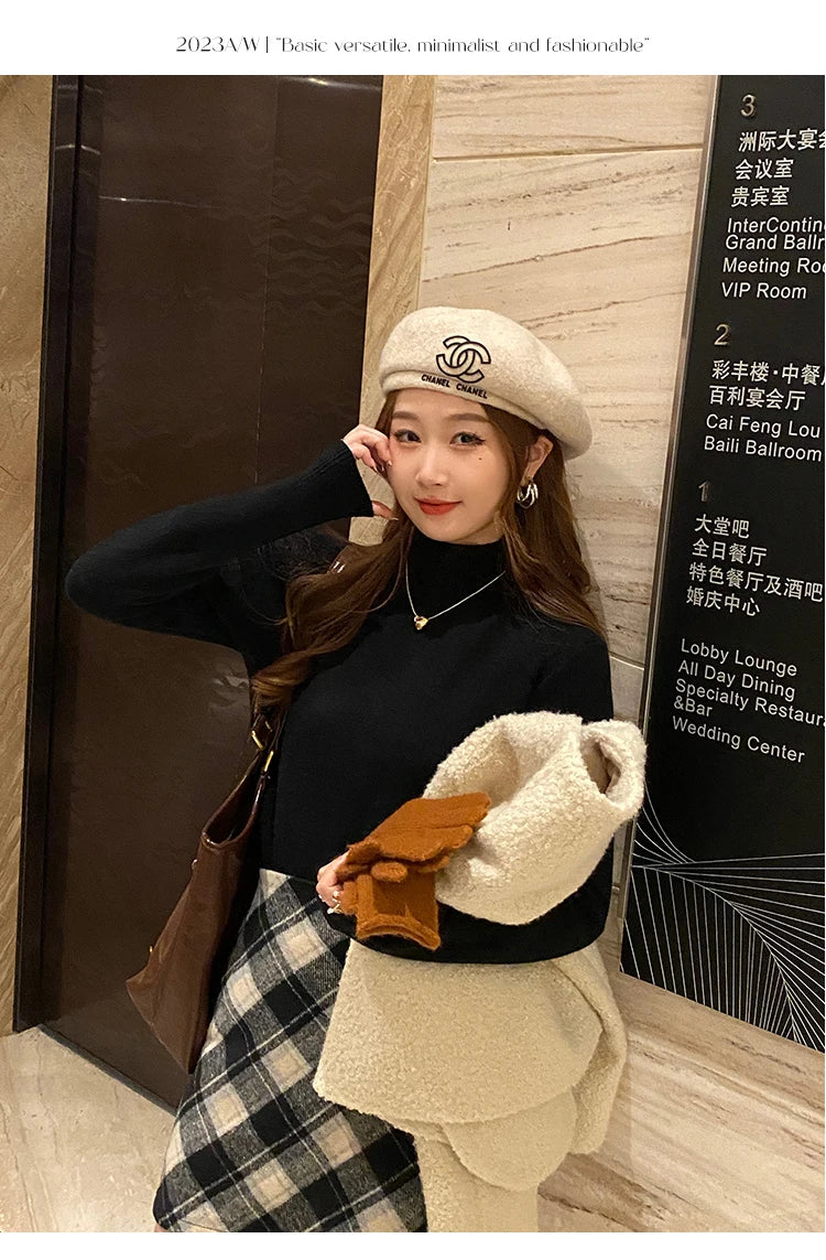 Women's Turtleneck Sweater Winter 2026 Retro with Velvet