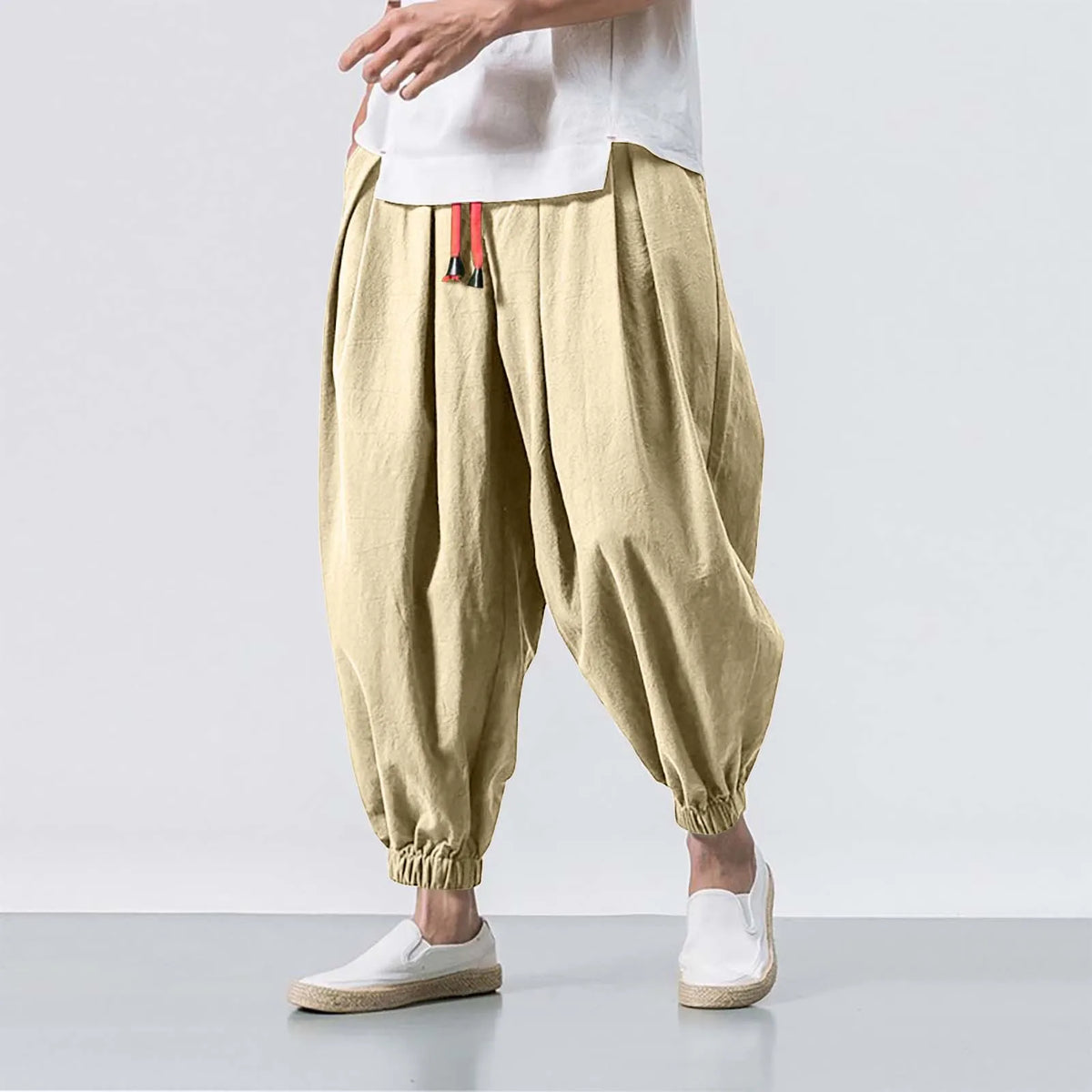 Spring Men Loose Harem Pants Chinese Linen