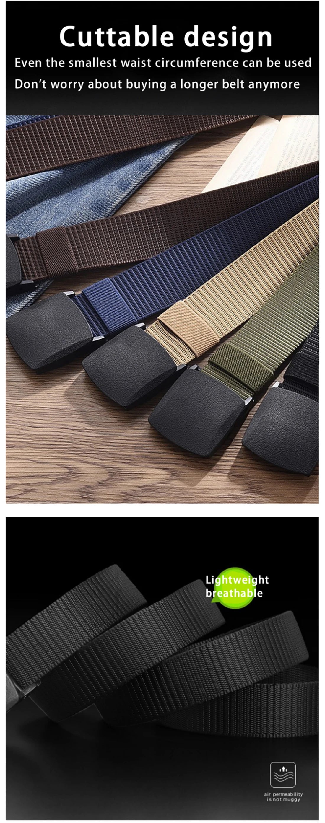 Men's Belt Outdoor Casual Canvas Belt Metal Free Training Nylon Tactical Belt