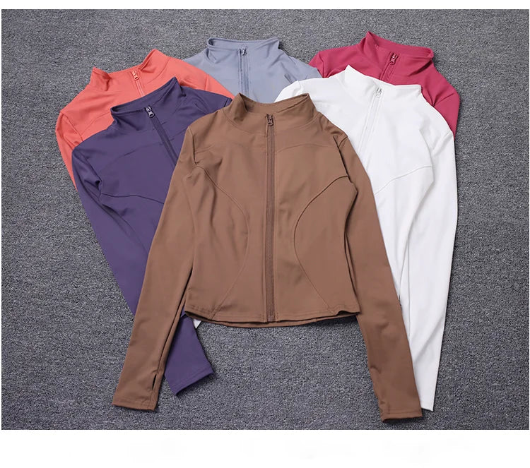 Women Sport Jacket Long Sleeve Shirt Workout Coat Gym