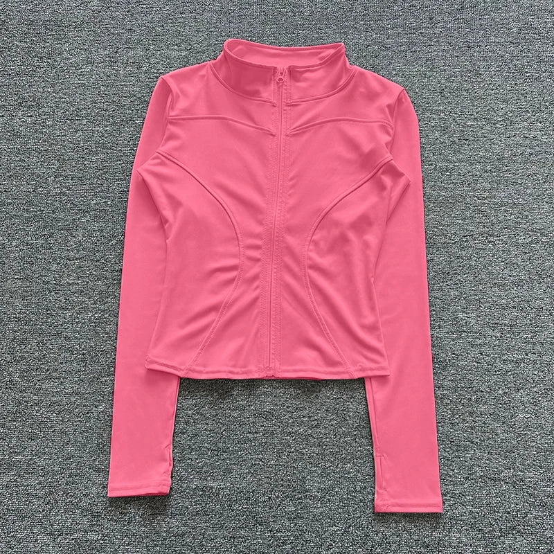 Women Sport Jacket Long Sleeve Shirt Workout Coat Gym