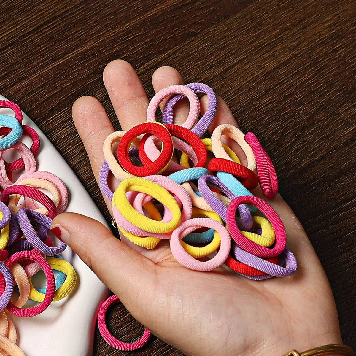 50/100Pcs Colorful Nylon Hair Bands for Children Scrunchie Hair Ties Rubber