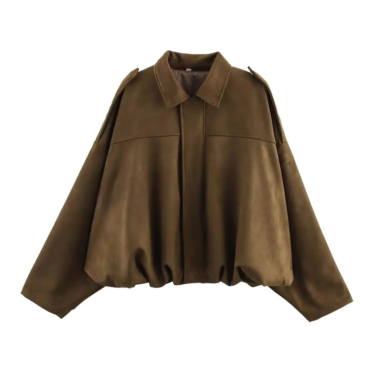 Women Suede Bomber Jacket Spring New Fashion Long Sleeve Zipper