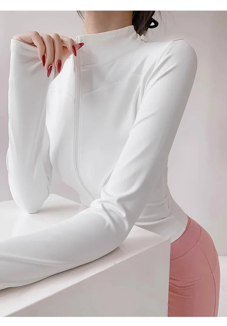 Sun Quick Drying Sports Coat Women's Tight Top Yoga Jacket Long