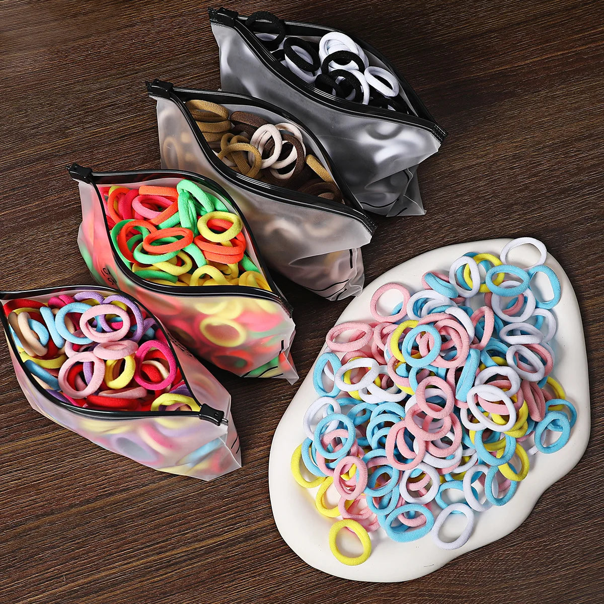 50/100Pcs Colorful Nylon Hair Bands for Children Scrunchie Hair Ties Rubber