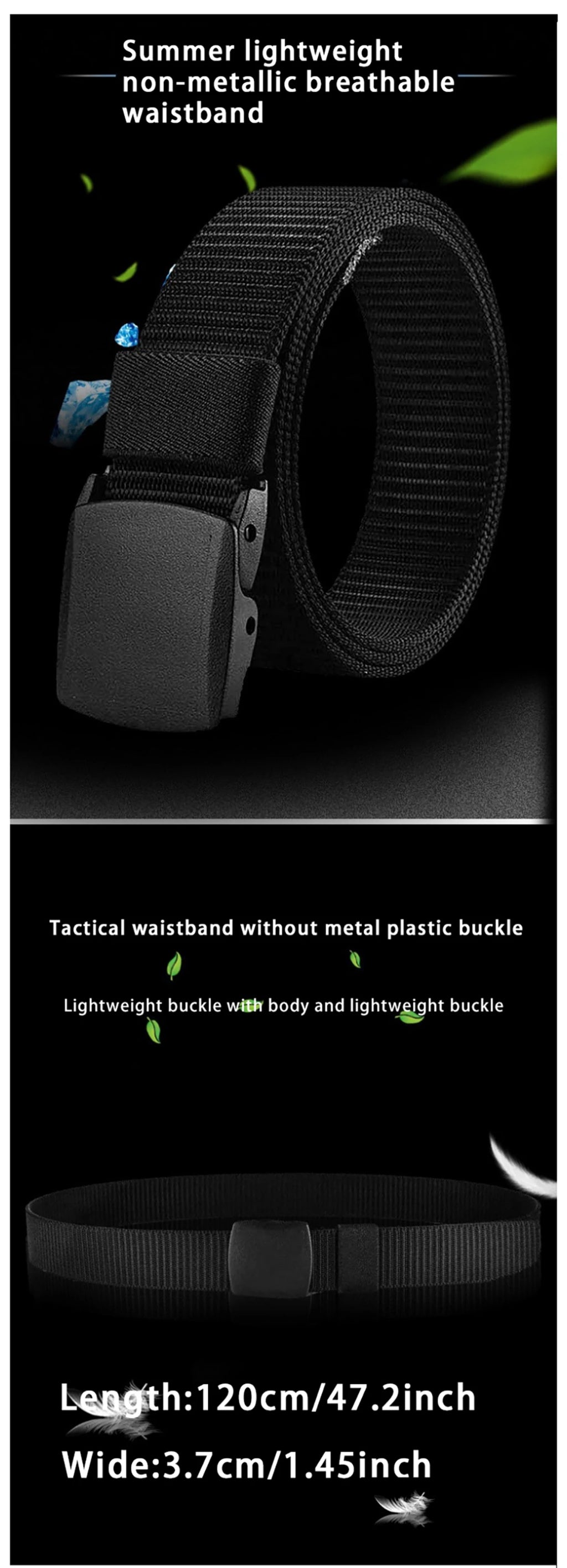 Men's Belt Outdoor Casual Canvas Belt Metal Free Training Nylon Tactical Belt
