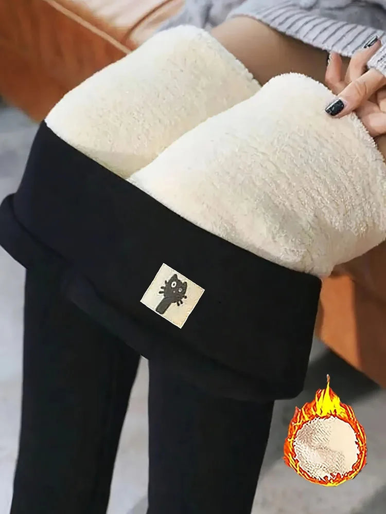Winter Thicken Warm Leggings Women Lamb Cashmere Joggers High Waist
