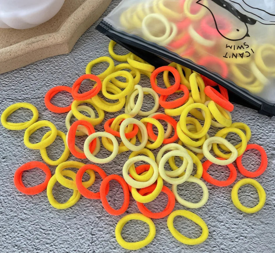 50/100Pcs Colorful Nylon Hair Bands for Children Scrunchie Hair Ties Rubber