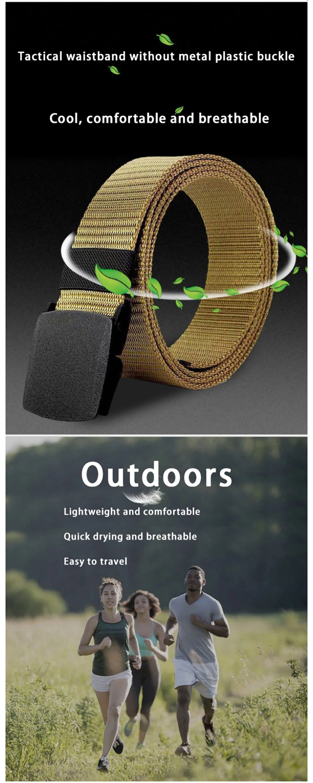 Men's Belt Outdoor Casual Canvas Belt Metal Free Training Nylon Tactical Belt