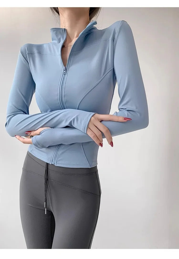 Sun Quick Drying Sports Coat Women's Tight Top Yoga Jacket Long