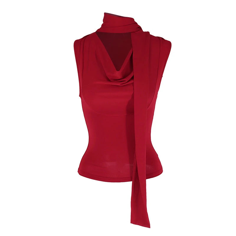 Women's Sexy Sleeveless V-Neck Solid Tank Top Fashion Bandage