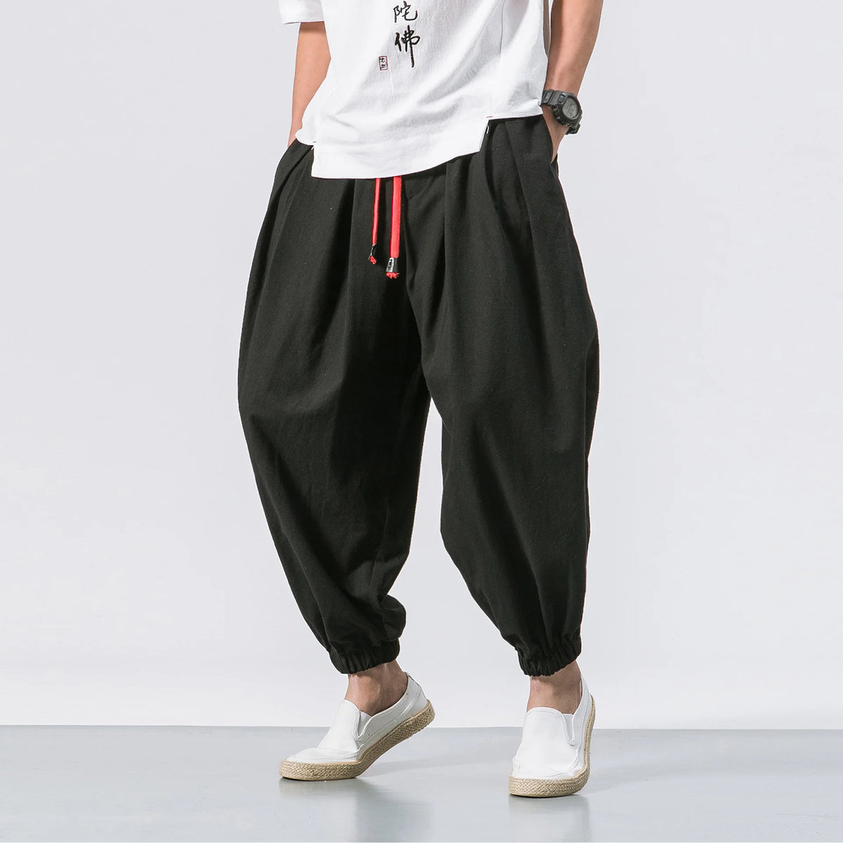 Spring Men Loose Harem Pants Chinese Linen