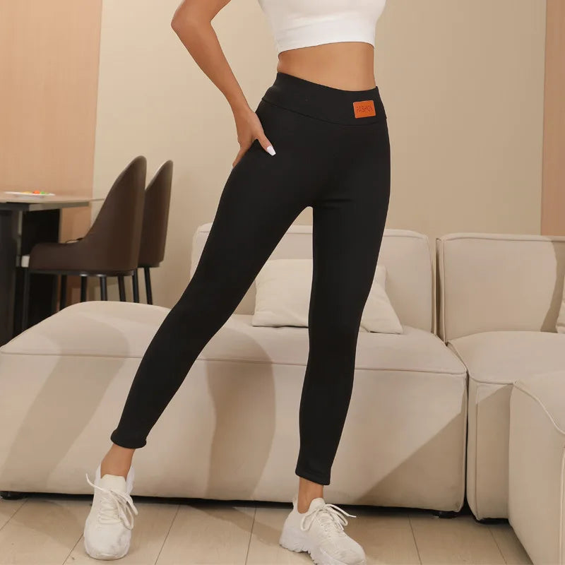 Winter Thicken Warm Leggings Women Lamb Cashmere Joggers High Waist