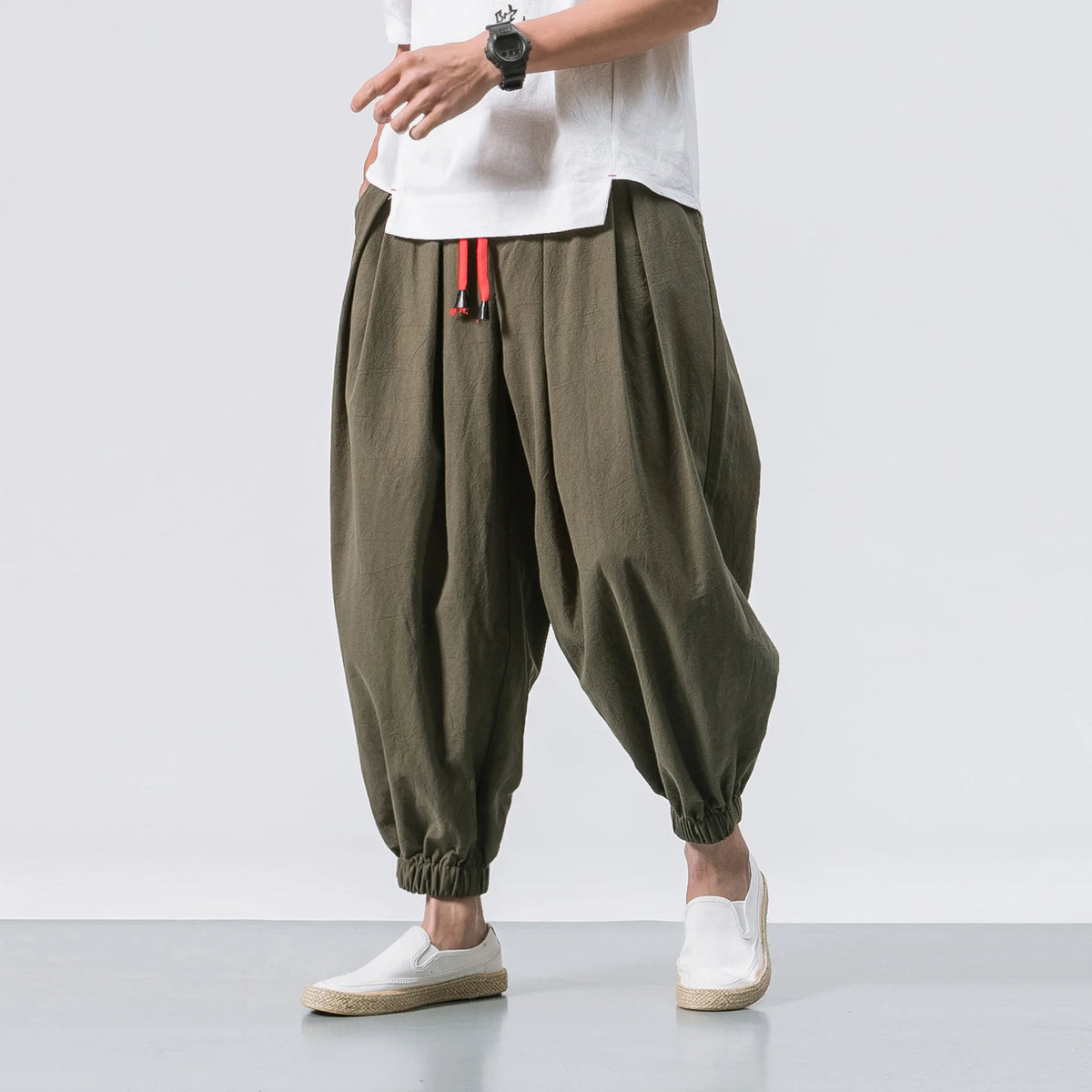 Spring Men Loose Harem Pants Chinese Linen