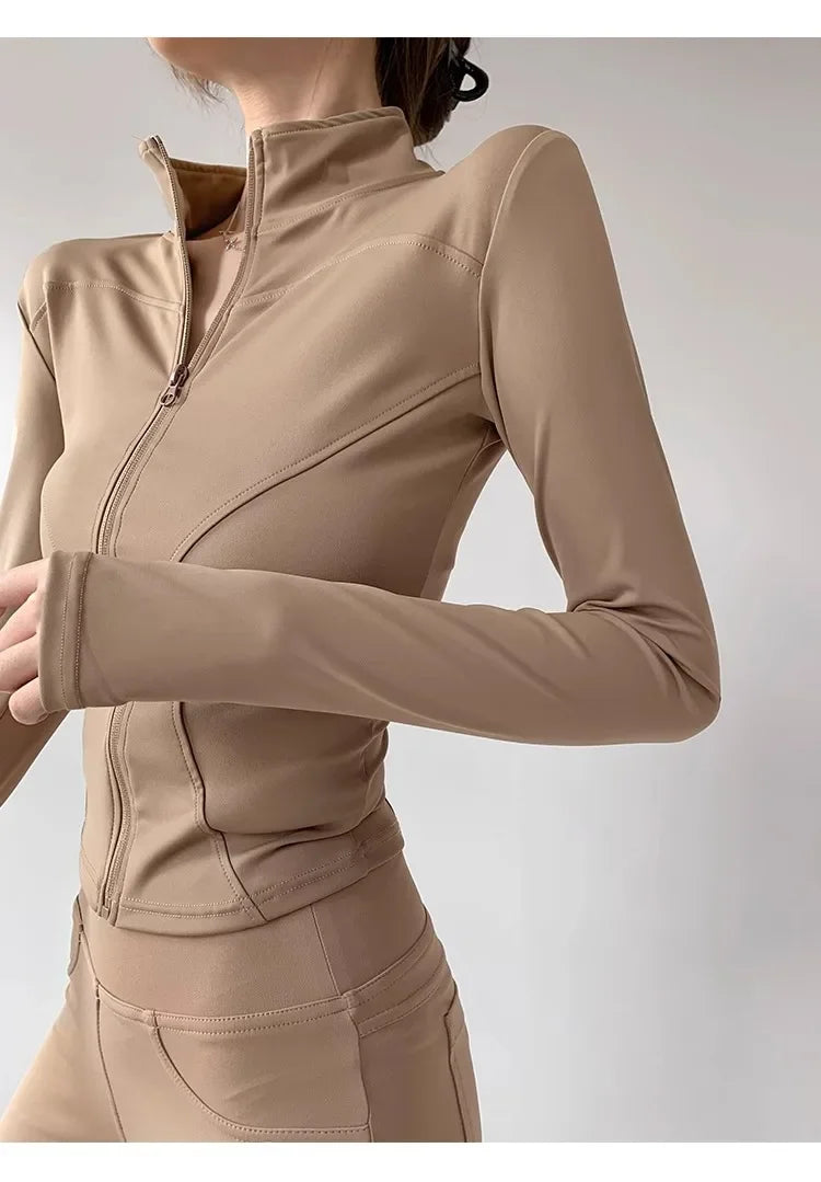 Sun Quick Drying Sports Coat Women's Tight Top Yoga Jacket Long