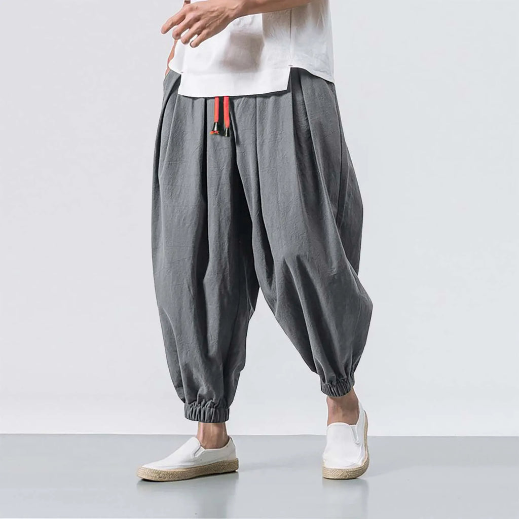Spring Men Loose Harem Pants Chinese Linen