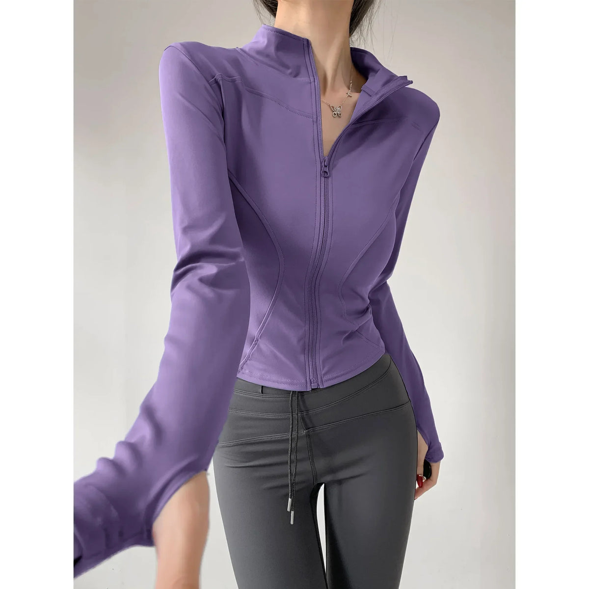 Sun Quick Drying Sports Coat Women's Tight Top Yoga Jacket Long