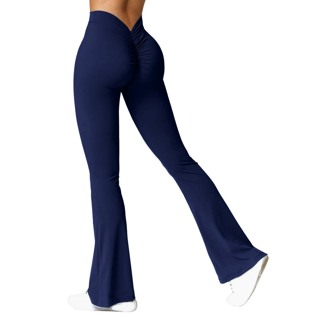 Micro Horn Leggings Women V-back Waist Sports Pants High Waist Push Up
