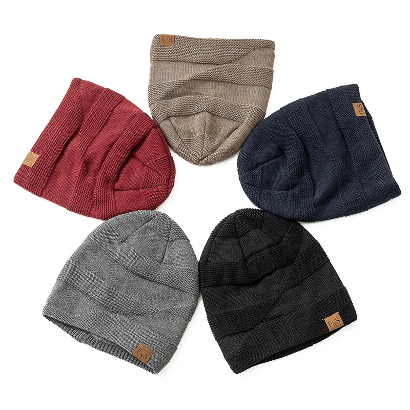 New Unisex Slouchy Winter Hats Add Fur Lined Men And Women Warm Beanie Cap