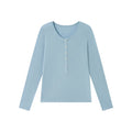 Silk Wool Basic Shirt For Women Autumn Winter Round Button Neck Slim Knitwear