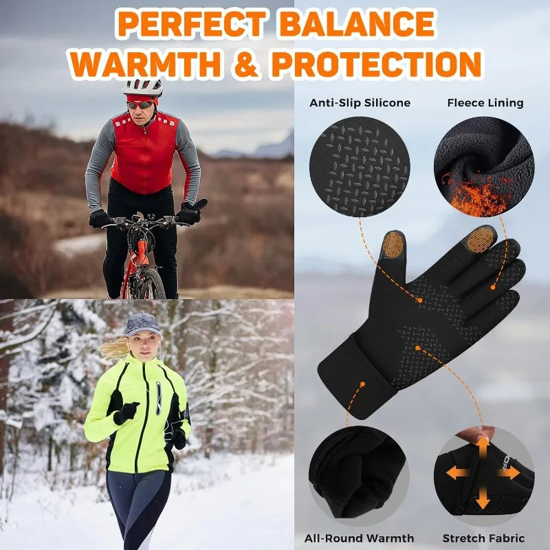 Winter Warm Gloves Touch Screen Windproof Cold-proof Cycling Gloves