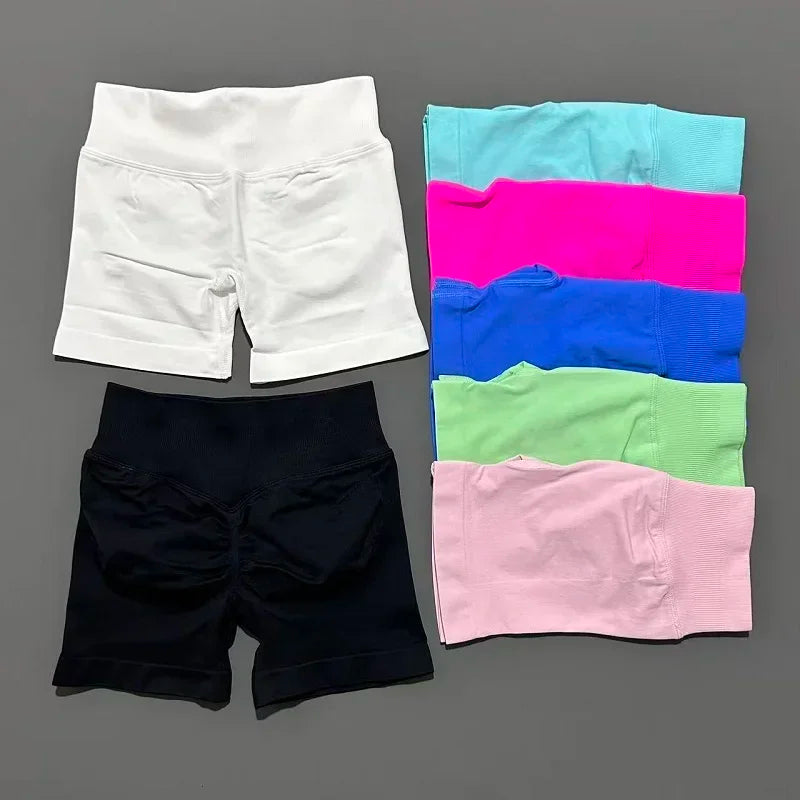 Women Yoga Shorts Seamless Low Waist Scrunch Bum Gym Leggings Workout Stretch