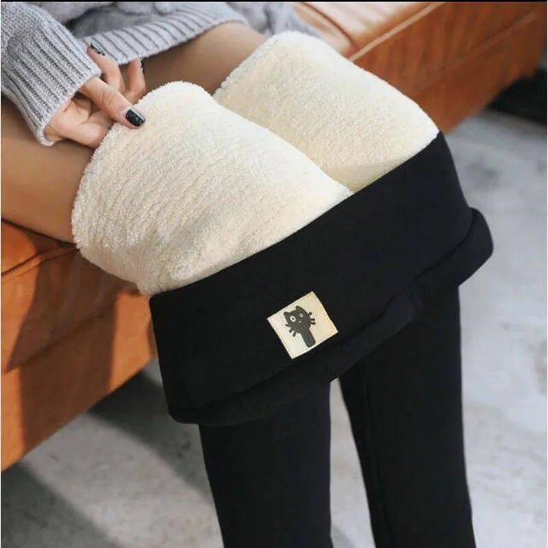 Winter Thicken Warm Leggings Women Lamb Cashmere Joggers High Waist