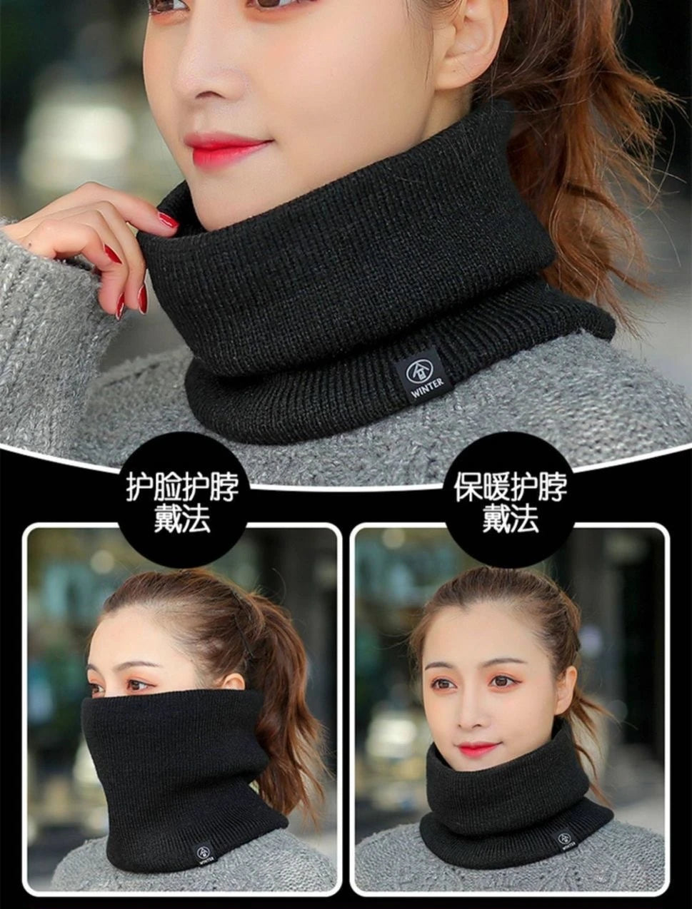 Knitted Neck Warmer Sports Scarf Fashion Soft Women Men Face Cover Winter